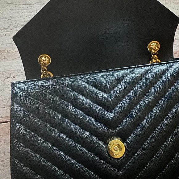 New GENUINE YSL Medium Grain De Poudre Matelasse Chevron Monogram Satchel Bag - Picture 5 of 16